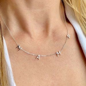 Vintage Adjustable Silver MAMA Nameplate Choker Necklace